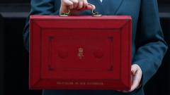 UK Chancellor John Healey holding the iconic red Budget box outside 11 Downing Street